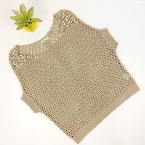 Love Culture Tan Embellished Short Sleeve Knit S/M